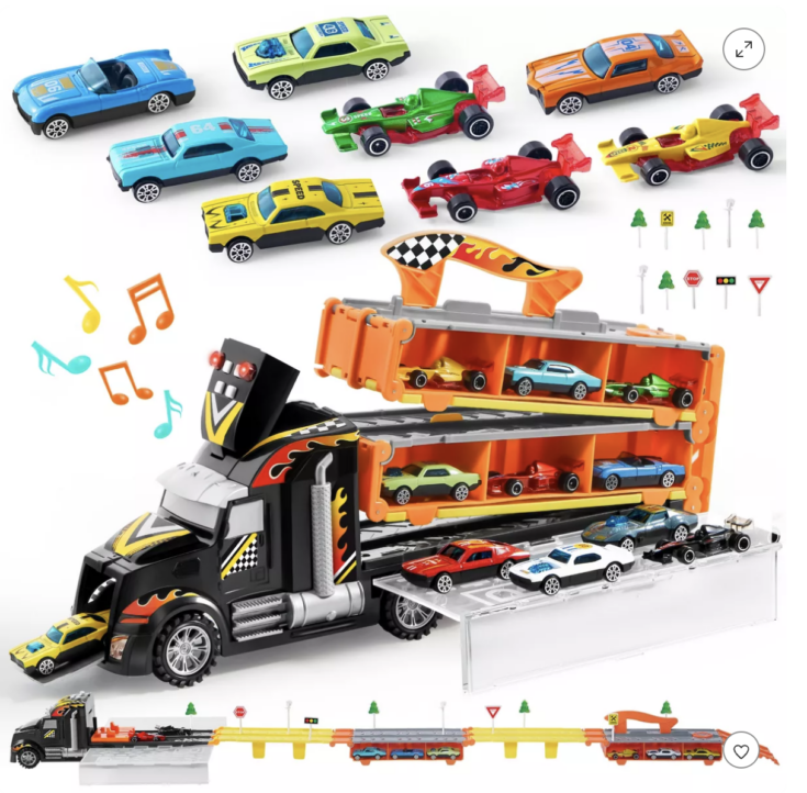 Image for Target | Joyfy Toy Truck for Kids,Racing Car with Lights & Sounds, Foldable Track Carrier Truck Toy Gift f...